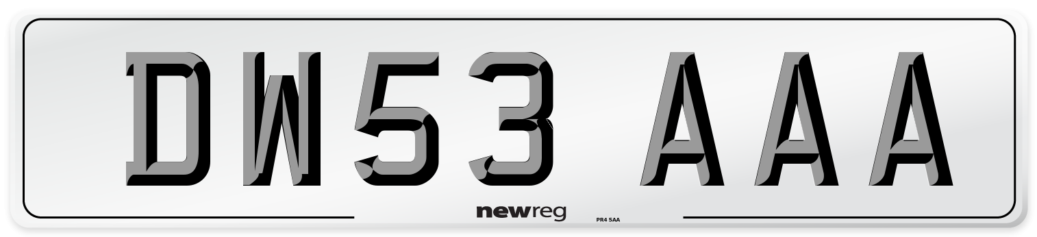 DW53 AAA Number Plate from New Reg